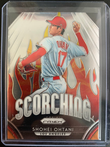 2019 PANINI PRIZM BASEBALL #514 LOS ANGELES ANGELS - SHOHEI OHTANI PRIZM "SCORCHING" INSERT CARD