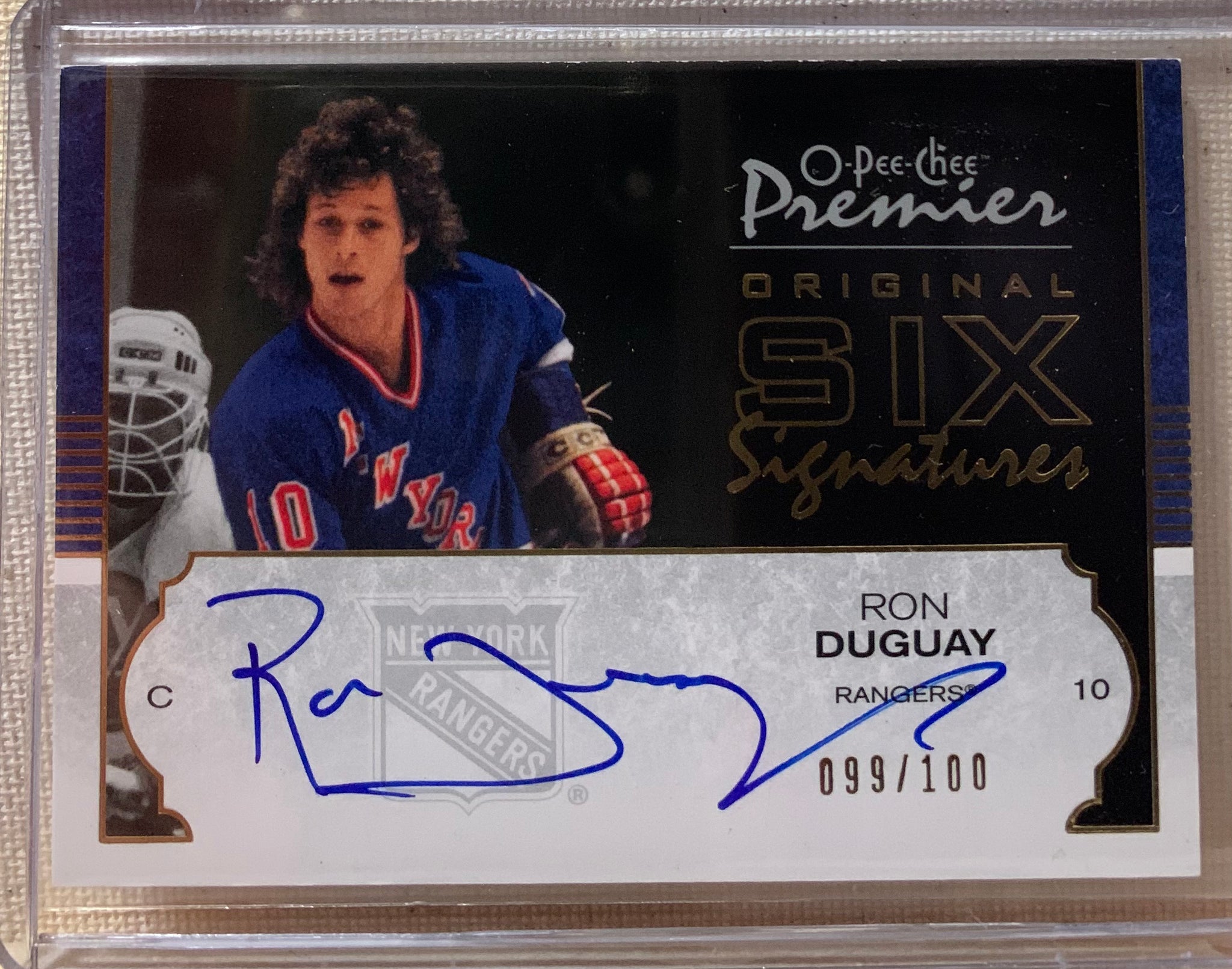 2007-08 O-PEE-CHEE PREMIER HOCKEY #06-RD NEW YORK RANGERS - RON DUGUAY ORIGINAL SIX AUTO CARD RAW