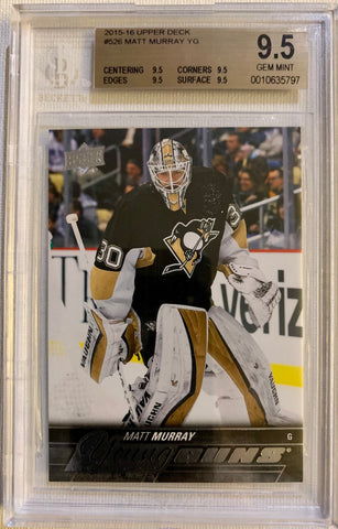 2015-16 UPPER DECK HOCKEY #526 PITTSBURGH PENGUINS - MATT MURRAY ROOKIE CARD GRADED BGS 9.5 GEM MINT