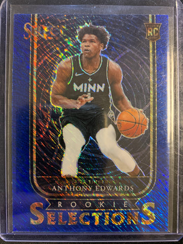 2020-2021 PANINI SELECT NBA BASKETBALL #5 MINNESOTA TIMBERWOLVES - ANTHONY EDWARDS ROOKIE SELECTIONS BLUE SHIMMER ROOKIE CARD