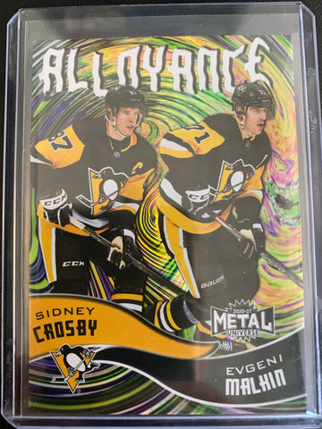 2020-21 UD SKYBOX METAL UNIVERSE HOCKEY #AL-1 PITTSBURGH PENGUINS - SIDNEY CROSBY/EVGENI MALKIN ALLOYANCE INSERT CARD