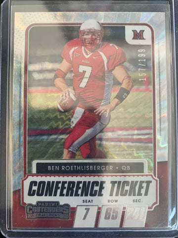 2021 PANINI CONTENDERS DRAFT PICKS FOOTBALL #12 PITTSBURGH STEELERS - BEN ROETHLISBERGER CONFERENCE TICKET FOIL NUMBERED 157/199