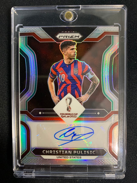 2022 PANINI PRIZM FIFA WORLD CUP QATAR SOCCER #S-CP USA - CHRISTIAN PULISIC SILVER PRIZM AUTOGRAPH NUMBERED 094/199