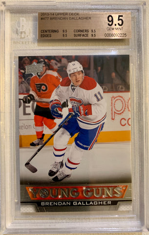 2013-14 UPPER DECK HOCKEY #477 MONTREAL CANADIENS - BRENDAN GALLAGHER ROOKIE CARD GRADED BGS 9.5 GEM MINT