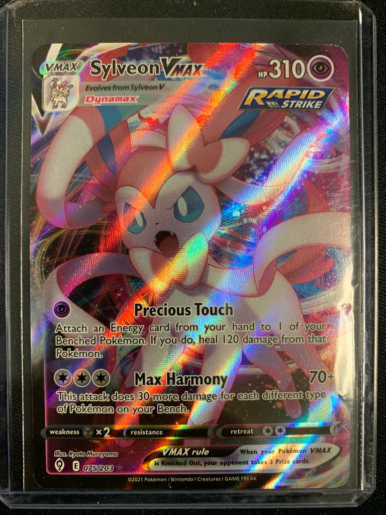 POKEMON SW&SH EVOLVING SKIES - SYLVEON VMAX ULTRA RARE 075/203 Mint Sports Cards & Collectibles POKEMON SW&SH EVOLVING SKIES - SYLVEON VMAX ULTRA RARE 075/203 Mint Sports Cards & Collectibles