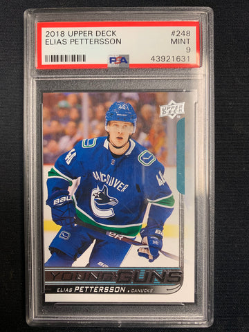 2018-19 UPPER DECK HOCKEY #248 VANCOUVER CANUCKS - ELIAS PETTERSSON ROOKIE CARD GRADED PSA 9 MINT