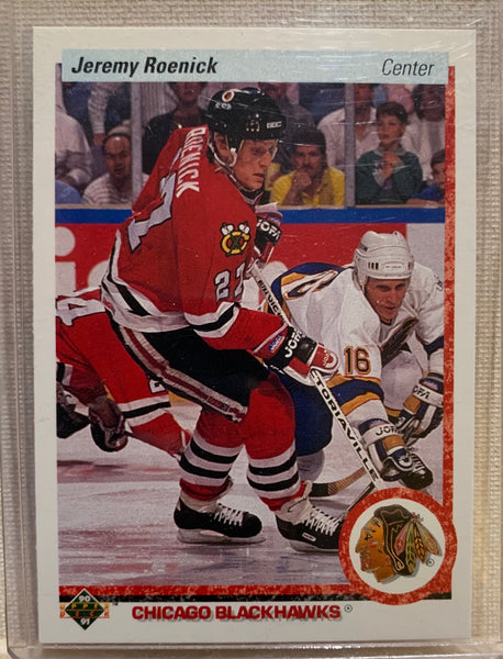 1990-91 UPPER DECK HOCKEY #63 CHICAGO BLACKHAWKS - JEREMY ROENICK ROOKIE CARD RAW