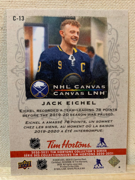 2020-21 TIM HORTONS HOCKEY #C-13 BUFFALO SABRES - NHL CANVAS JACK EICHEL CARD RAW