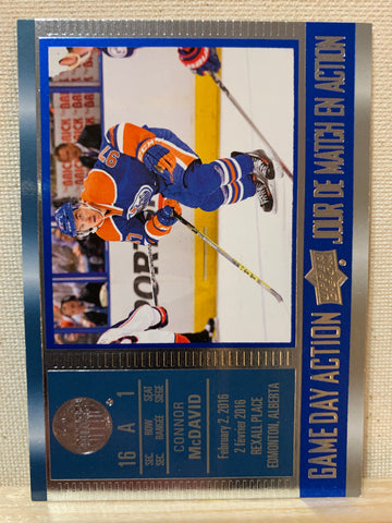 2016-17 TIM HORTONS HOCKEY #GDA-7 EDMONTON OILERS - GAME DAY ACTION CONNOR MCDAVID CARD RAW