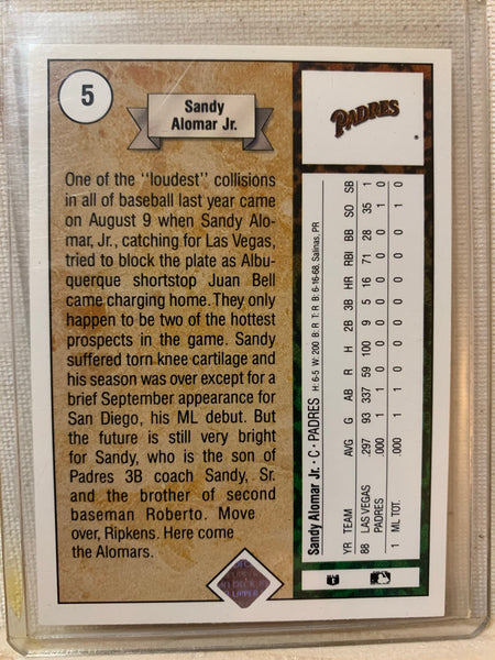 1989-90 UPPER DECK BASEBALL #5 - SANDY ALOMAR JR ROOKIE CARD RAW