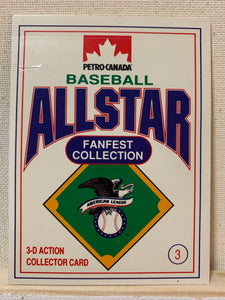 1991-92 BASEBALL #3 OF 15 - ROGER CLEMENS PETRO CANADA ALL-STAR FANFEST 3-D CARD RAW