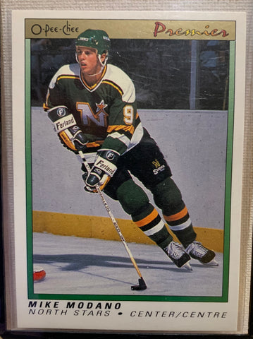 1990-91 O-PEE-CHEE PREMIER HOCKEY #74 MINNESOTA NORTH STARS - MIKE MODANO ROOKIE CARD RAW