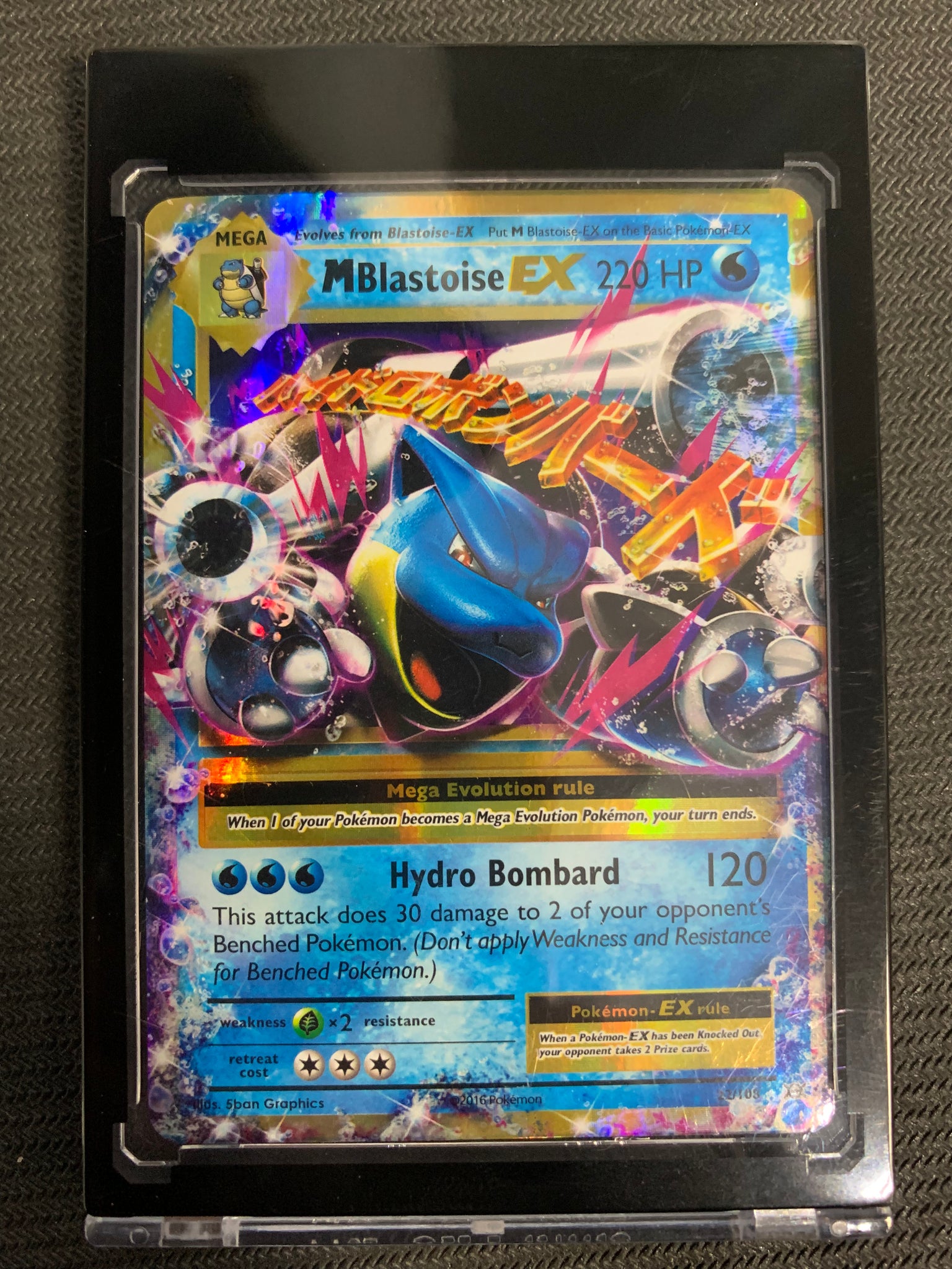 2016 POKEMON XY EVOLUTIONS - M BLASTOISE EX HALF ART HOLO RARE #18/83 - MINT