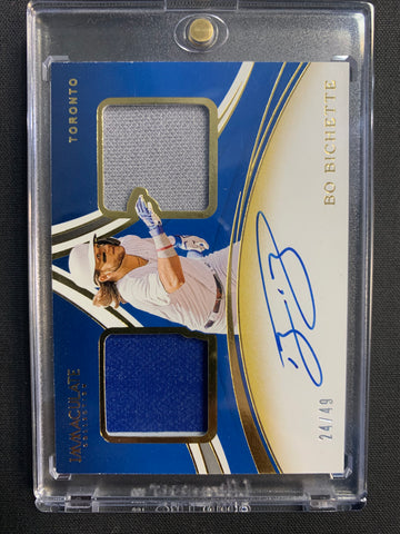 2020 PANINI IMMACULATE BASEBALL #DMS-BB TORONTO BLUE JAYS - BO BICHETTE IMMACULATE ROOKIE AUTO PATCH NUMBERED 24/49