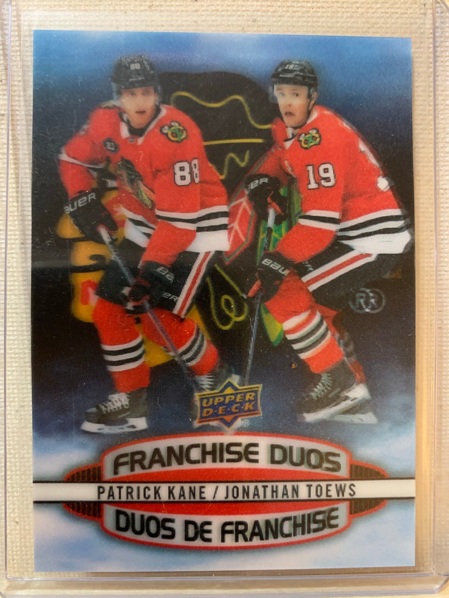 2019-20 TIM HORTONS HOCKEY #D-8 CHICAGO BLACKHAWKS -  FRANCHISE DUOS KANE/TOEWS CARD RAW