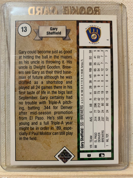 1989-90 UPPER DECK BASEBALL #13 - GARY SHEFFIELD ROOKIE CARD RAW