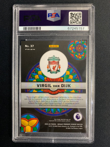 2021 PANINI MOSAIC EPL SOCCER #37 - LIVERPOOL - VIRGIL VAN DIJK STAINED GLASS SSP GRADED PSA 9 MINT