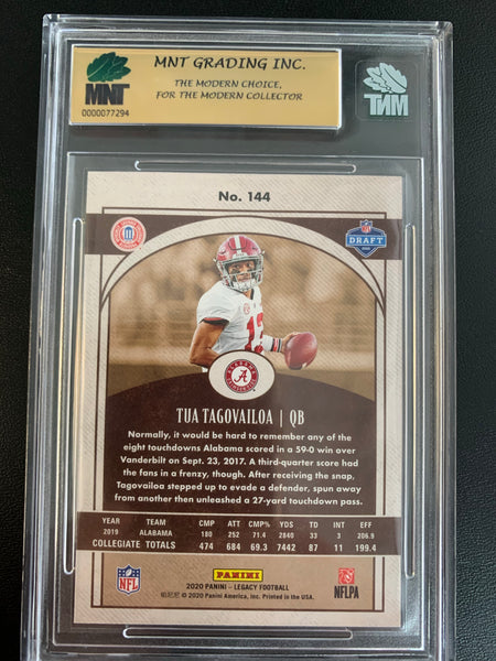 2020 PANINI LEGACY FOOTBALL #144 MIAMI DOLPHINS - TUA TAGOVAILOA PARALLEL YELLOW ROOKIE CARD GRADED MNT 9.5 GEM MINT NUMBERED 014/150
