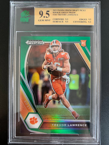 2021 PANINI PRIZM DRAFT PICKS FOOTBALL #106 JACKSONVILLE JAGUARS - TREVOR LAWRENCE GREEN PRIZM ROOKIE CARD GRADED MNT 9.5 GEM MINT