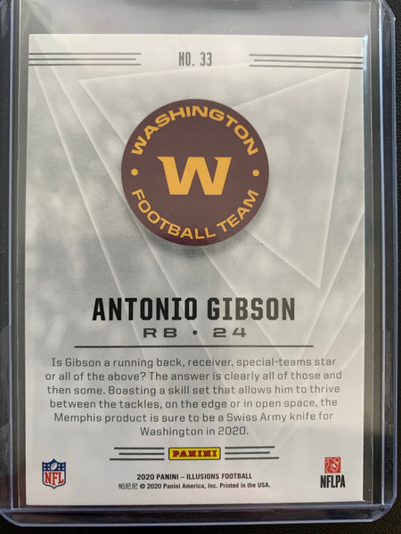 2020 PANINI ILLUSIONS FOOTBALL #33 WASHINGTON REDSKINS - ANTONIO GIBSON ROOKIE CARD