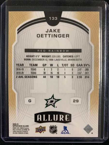 2020-21 UPPER DECK ALLURE HOCKEY #133 DALLAS STARS - JAKE OETTINGER RED RAINBOW PARALLEL ROOKIE CARD