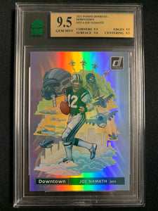 2021 PANINI DONRUSS NFL FOOTBALL #DT-4 NEW YORK JETS - JOE NAMATH DOWNTOWN SP GRADED MNT 9.5 GEM MINT