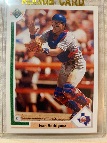 1991-92 UPPER DECK BASEBALL #55F - IVAN RODRIGUEZ ROOKIE CARD RAW