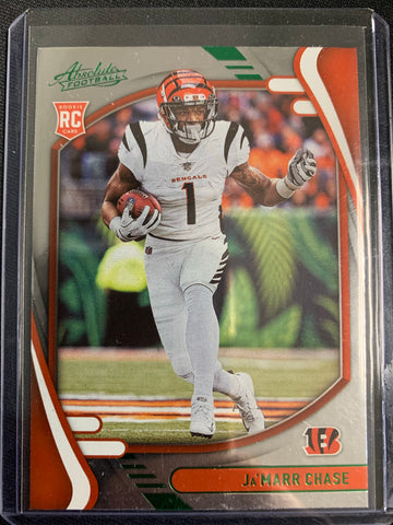 2021 PANINI ABSOLUTE FOOTBALL #105 CINCINNATI BENGALS - JAMARR CHASE GREEN PARALLEL ROOKIE