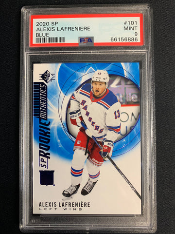 2020 UPPER DECK SP HOCKEY #101 - NEW YORK RANGERS - ALEXIS LAFRENIERE ROOKIE AUTHENTICS BLUE GRADED PSA 9 MINT