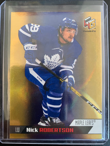 2020-21 UPPER DECK EXTENDED HOCKEY #HG-15 TORONTO MAPLE LEAFS - NICK ROBERTSON GOLD HOLOGR-FX INSERT ROOKIE CARD