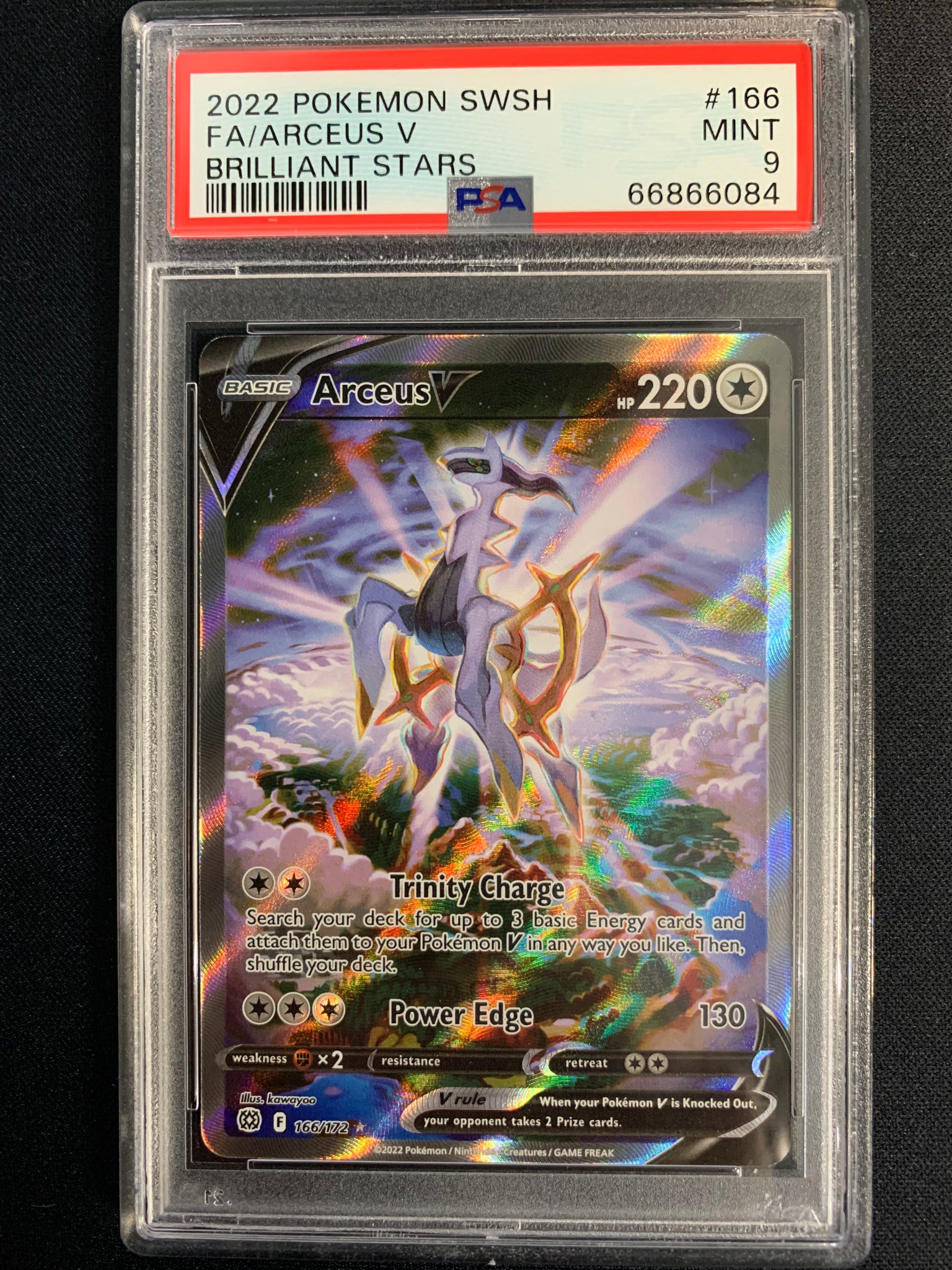 2022 POKEMON SW & SH BRILLIANT STARS ARCEUS V FULL ART 166/172 GRADED PSA 9 MINT