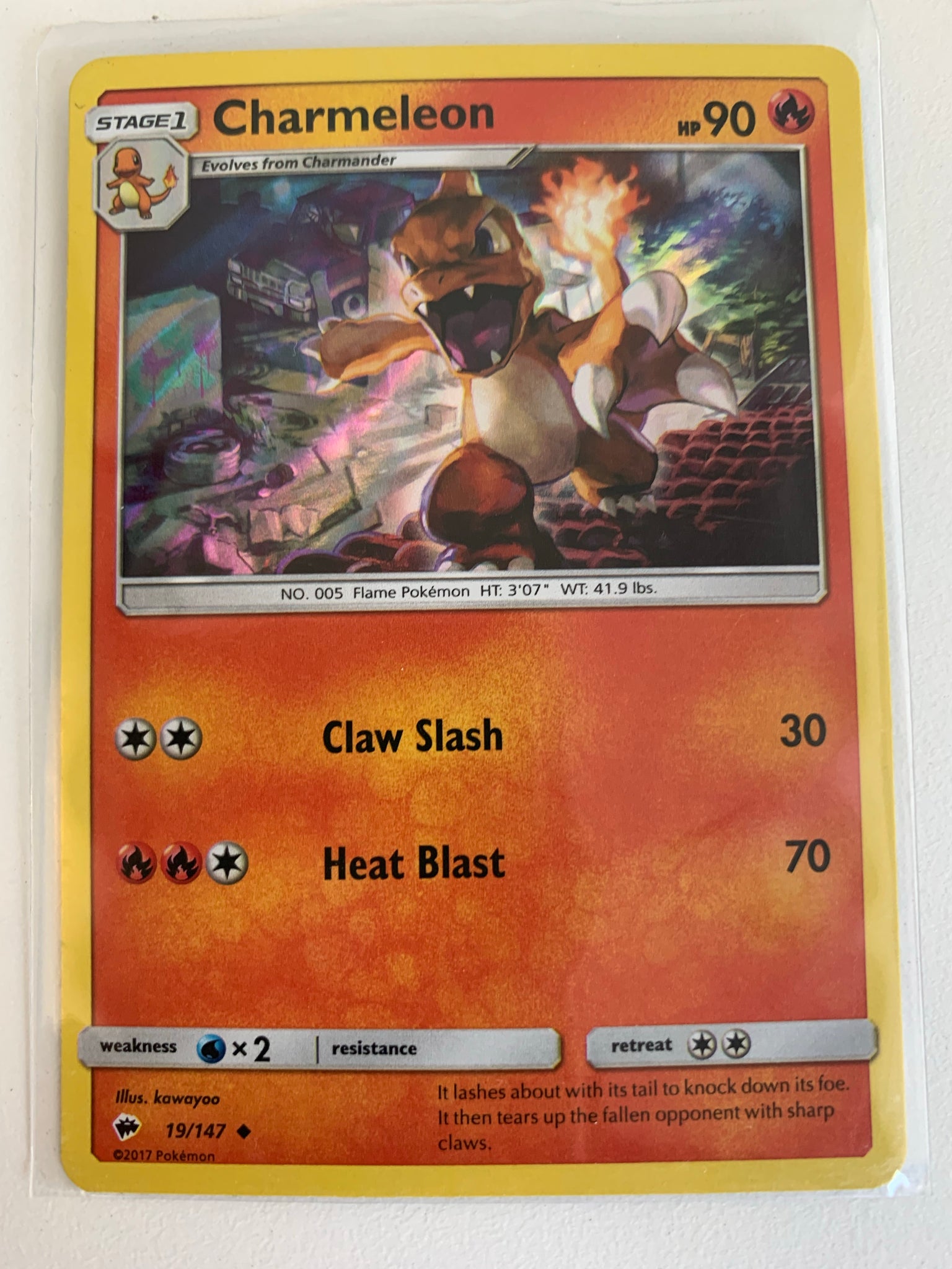 2017 POKEMON SUN&MOON BURNING SHADOWS CHARMELEON HOLO - 19/147