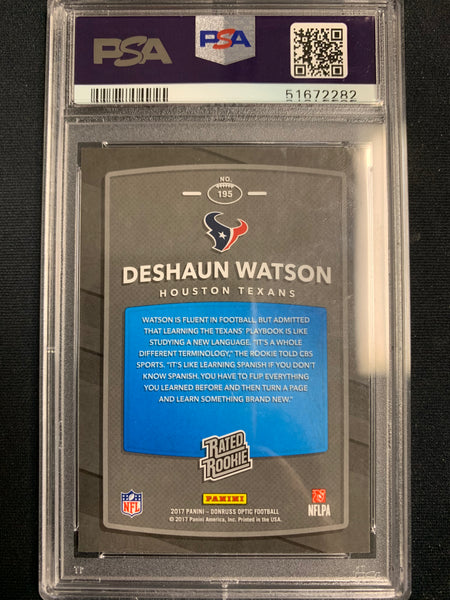 2017 DONRUSS OPTIC FOOTBALL #195 HOUSTON TEXANS - DESHAUN WATSON RATED ROOKIE GRADED PSA 10 GEM MINT