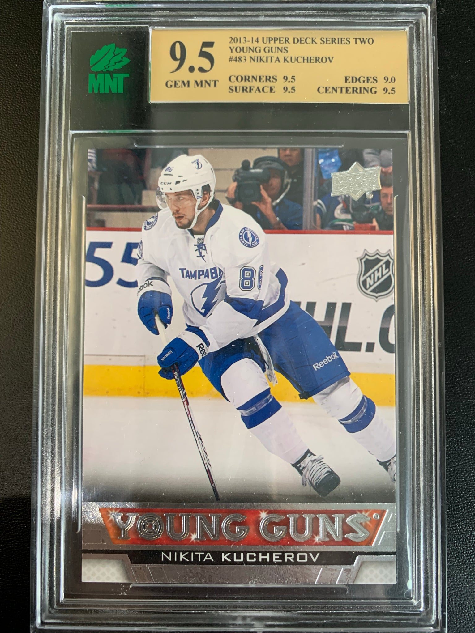 2013-14 UPPER DECK HOCKEY #483 TAMPA BAY LIGHTNING - NIKITA KUCHEROV YOUNG GUNS ROOKIE CARD GRADED MNT 9.5 GEM MINT