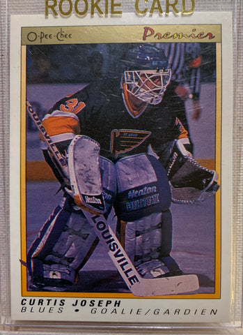 1990-91 O-PEE-CHEE PREMIER HOCKEY #51 ST.LOUIS BLUES - CURTIS JOSEPH ROOKIE CARD RAW