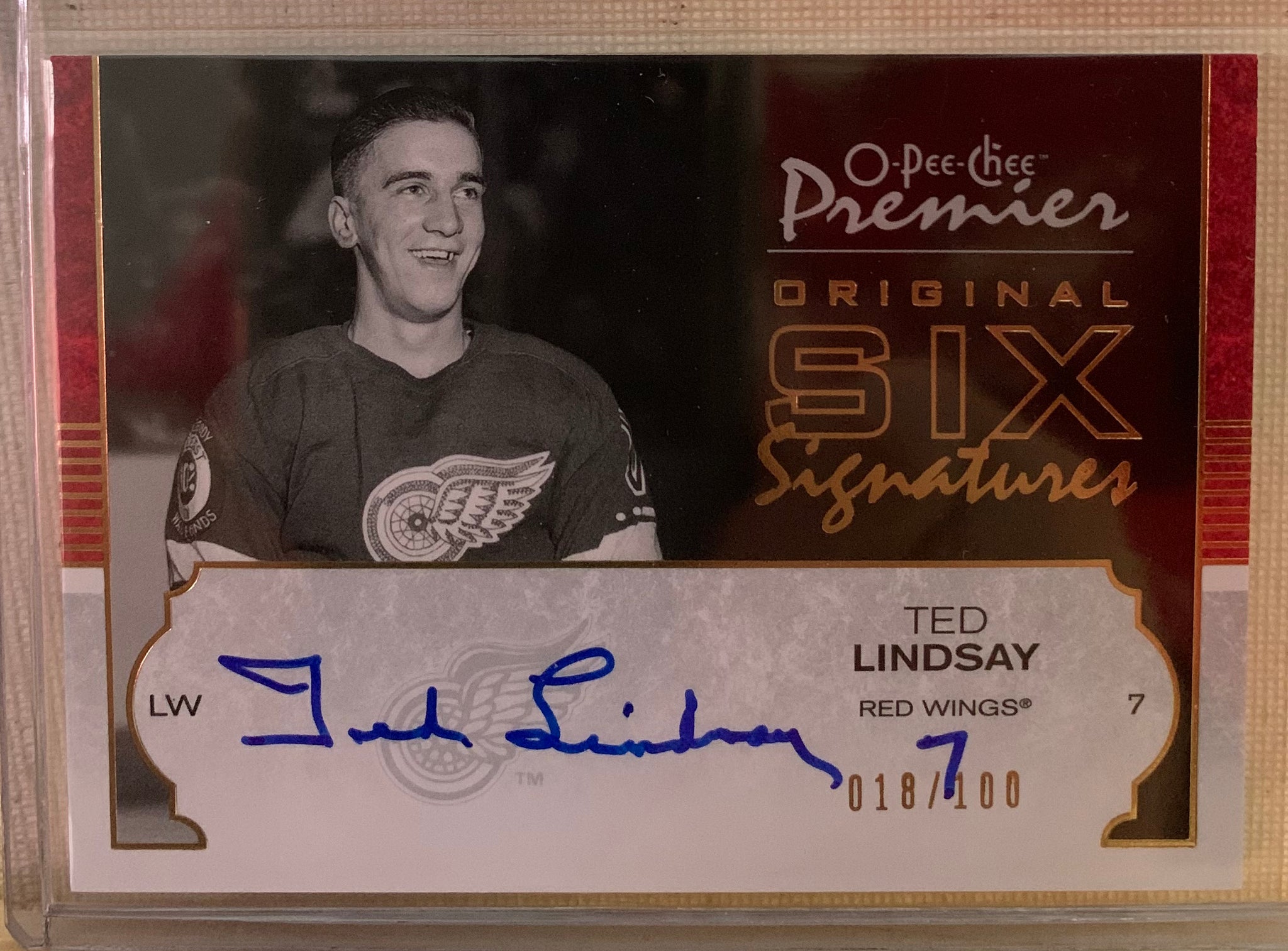 2007-08 O-PEE-CHEE PREMIER HOCKEY #06-TL DETROIT RED WINGS - TED LINDSAY ORIGINAL SIX AUTO CARD RAW