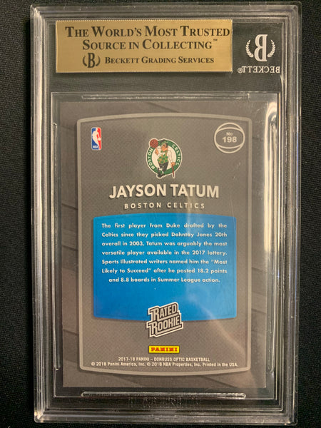 2017-18 PANINI DONRUSS OPTIC NBA BASKETBALL #198 BOSTON CELTICS - JAYSON TATUM RED YELLOW OPTIC RATED ROOKIE GRADED BGS 9.5 GEM MINT