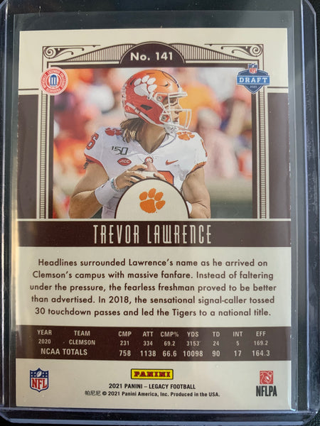 2021 PANINI LEGACY FOOTBALL #141 JACKSONVILLE JAGUARS - TREVOR LAWRENCE ROOKIE CARD