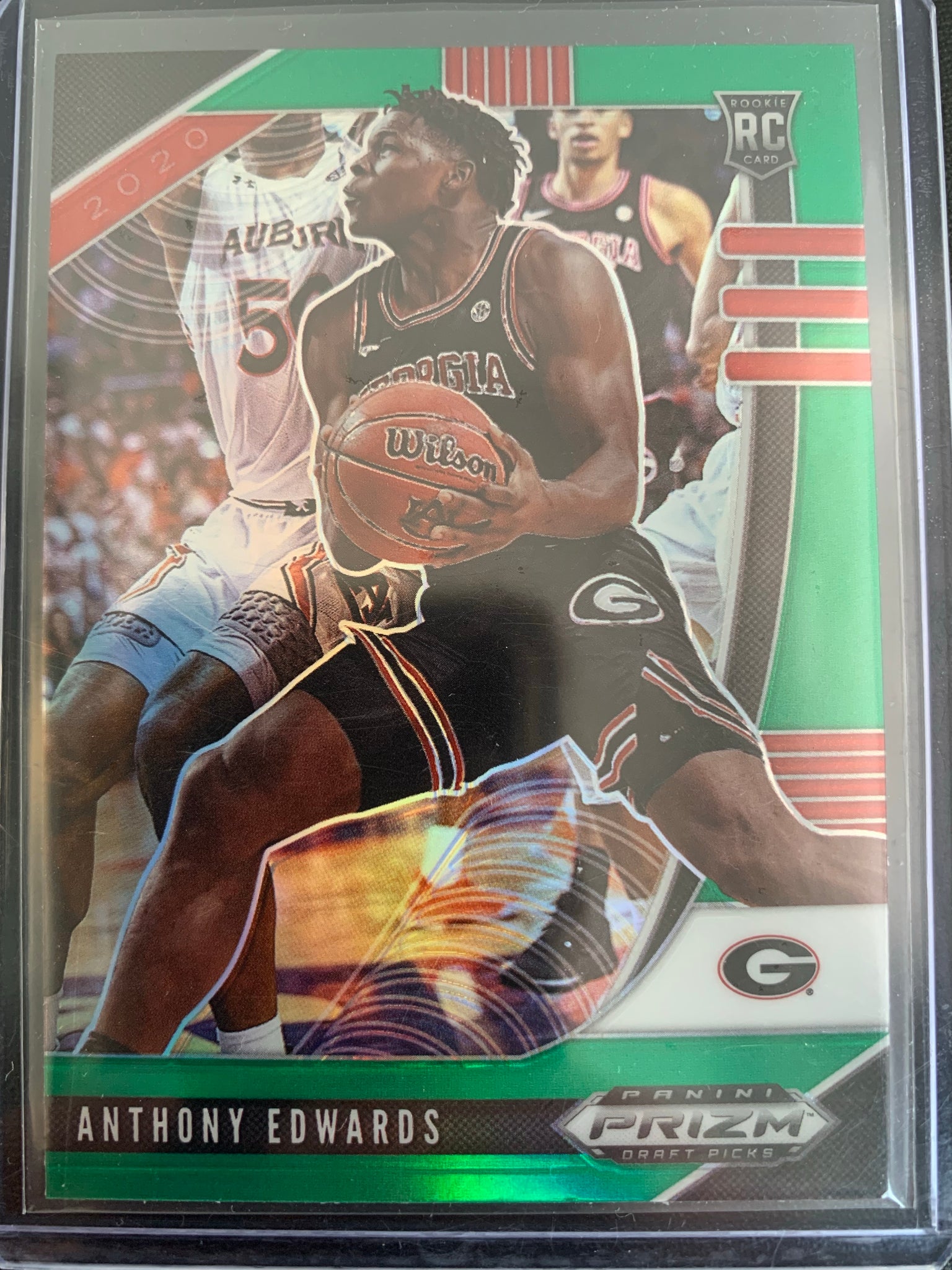 2020 PANINI PRIZM DRAFT PICKS BASKETBALL #1 MINNESOTA TIMERWOLVES - ANTHONY EDWARDS GREEN PRIZM ROOKIE CARD