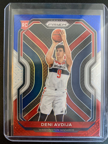 2020-2021 PANINI PRIZM NBA BASKETBALL #290 WASHINGTON WIZARDS - DENI AVDIJA PRIZM RED WHITE & BLUE ROOKIE CARD