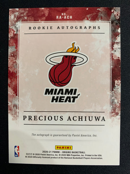 2020-2021 PANINI ORIGINS BASKETBALL #RA-ACH MIAMI HEAT - PRECIOUS ACHIUWA ROOKIE AUTO NUMBERED 36/49