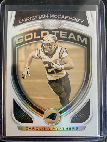 2021 PANINI CERTIFIED FOOTBALL #GT-9 CAROLINA PANTHERS - CHRISTIAN MCCAFFREY GOLD TEAM BASE INSERT