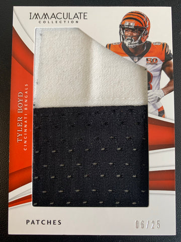 2018 PANINI IMMACULATE COLLECTION FOOTBALL #IM-72 CINCINNATI BENGALS - TYLER BOYD IMMACULATE PATCHES NUMBERED 06/25