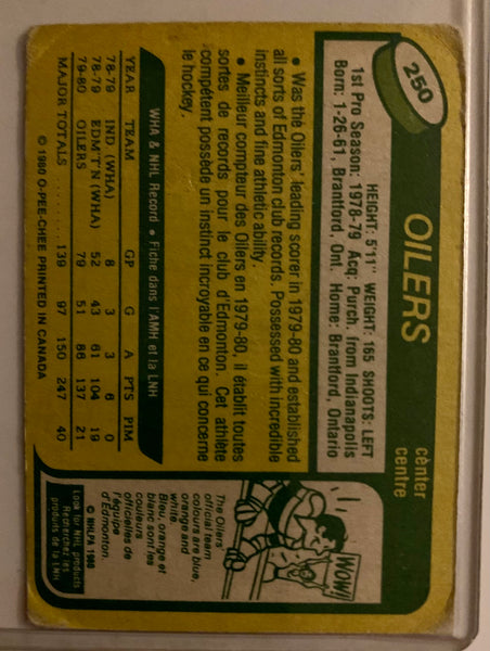 1980-81 O-PEE-CHEE HOCKEY #250 EDMONTON OILERS - WAYNE GRETZKY CARD RAW