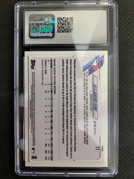 2021 TOPPS CHROME BASEBALL #71 TORONTO BLUE JAYS - ALEJANDRO KIRK X-FRACTOR ROOKIE CARD GRADED CSG 9.5 MINT