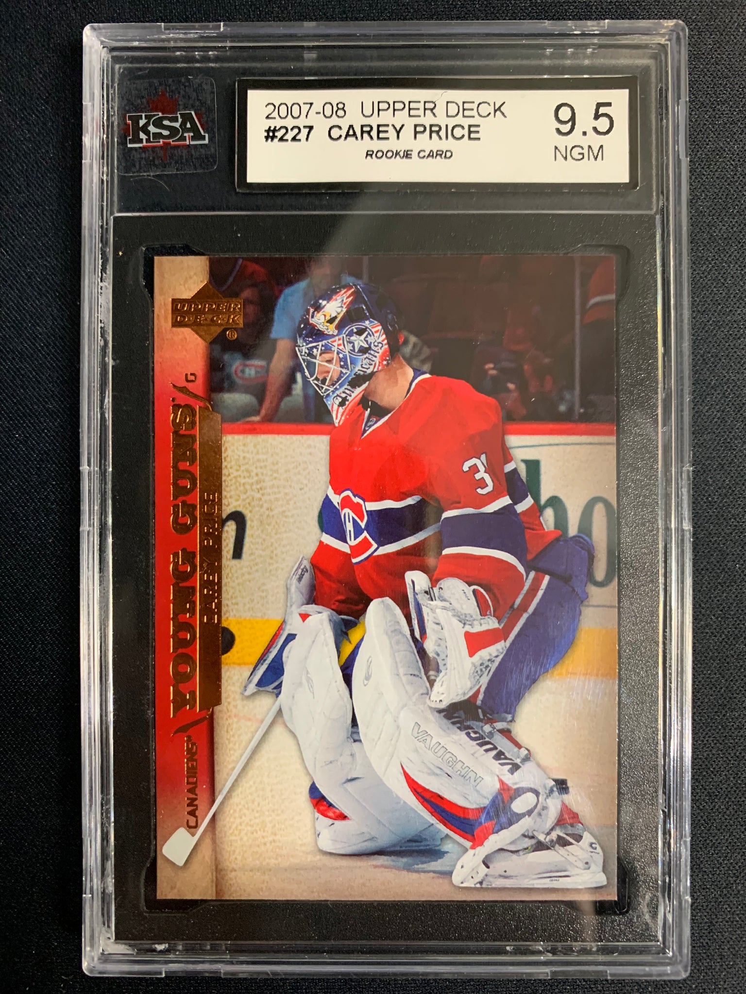 2007-08 UPPER DECK HOCKEY #227 MONTREAL CANADIENS - CAREY PRICE YOUNG GUNS ROOKIE CARD GRADED KSA 9.5 NGM