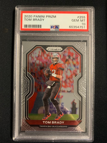 2020 PANINI PRIZM FOOTBALL #255 TAMPA BAY BUCCANEERS - TOM BRADY BASE PRIZM GRADED PSA 10 GEM MT