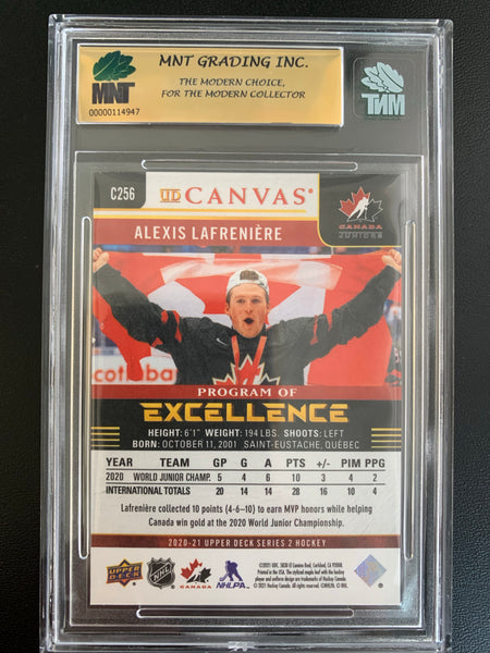 2020-21 UPPER DECK HOCKEY #C256 NEW YORK RANGERS - ALEXIS LAFRENIERE CANVAS PROGRAM OF EXCELLENCE ROOKIE GRADED MNT 9.5 GEM MINT