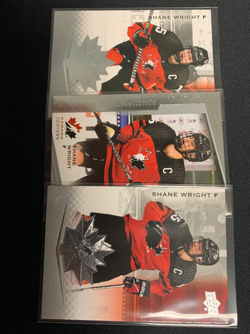 2021 UPPER DECK TEAM CANADA JUNIORS HOCKEY LOT - SHANE WRIGHT 3 CARD LOT #30 , #40 & #105