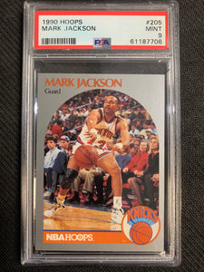 1990 NBA HOOPS BASKETBALL #205 NEW YORK KNICKS - MARK JACKSON (MENENDEZ BROTHERS) CARD GRADED PSA 9 MINT